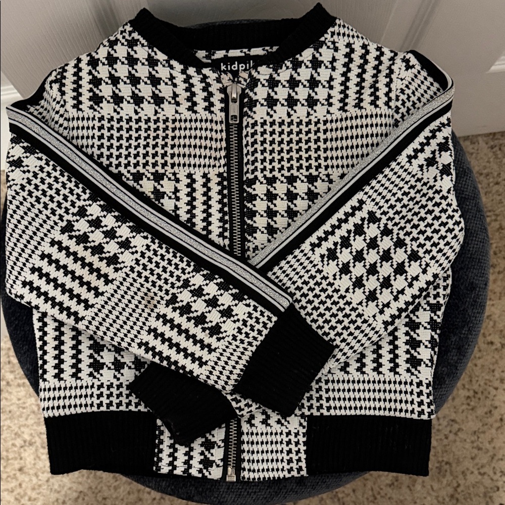 kidpik Black and White Houndstooth Jacket